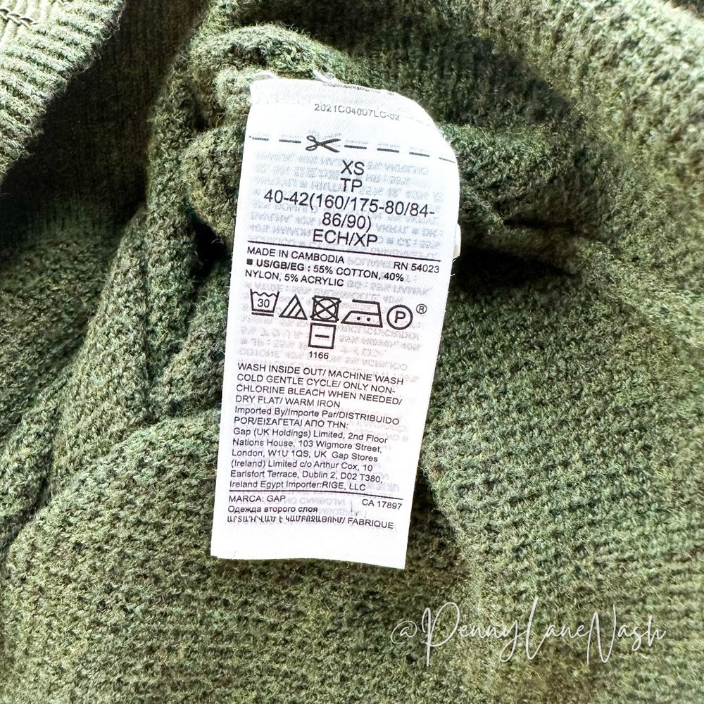 Gap Bella Green Textured V-Neck Sweater Green - Picture 4 of 7